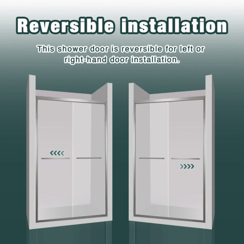 44-48"x76" Aluminum Frame Double Sliding Shower Door,Bypass Bathroom Sliding Door with Premium 1/4" (6mm) Clear Tempered Glass, Chrome Hardware Sliding Glass Shower Enclosure,Chrome Finished