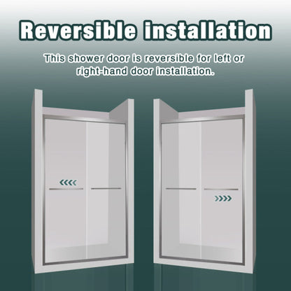 44-48"x76" Aluminum Frame Double Sliding Shower Door,Bypass Bathroom Sliding Door with Premium 1/4" (6mm) Clear Tempered Glass, Chrome Hardware Sliding Glass Shower Enclosure,Chrome Finished