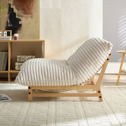 Accent Armless Lazy Sofa Single Seat Corduroy Fabric Off White 36.2inch x 43.3inch x 27.6inch