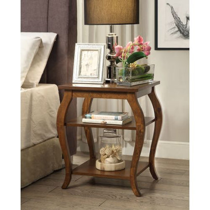 Walnut Square Accent Table 2 Tier Open Storage Cabriole Legs Design