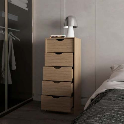Natural Oak 5-Drawer Dresser for Nurseries and Bedrooms – Modern Space-Saving Storage