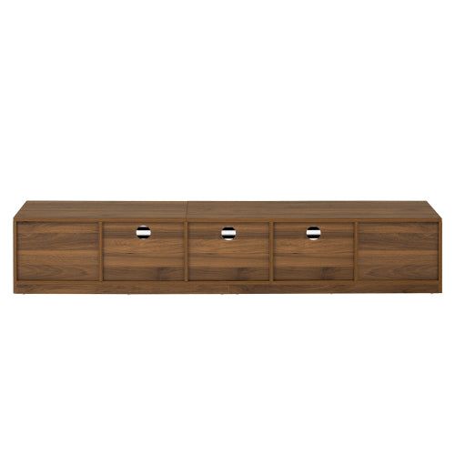 70.8 inch Walnut Fluted Flip Door TV Stand Low Profile Media Console For 65¨C80 Inch TV