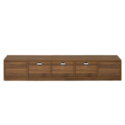 70.8 inch Walnut Fluted Flip Door TV Stand Low Profile Media Console For 65¨C80 Inch TV