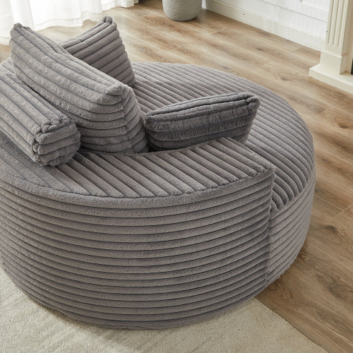 55 inch L Faux-Rabbit-Fur Corduroy Single Sleeper Chair, No Assembly