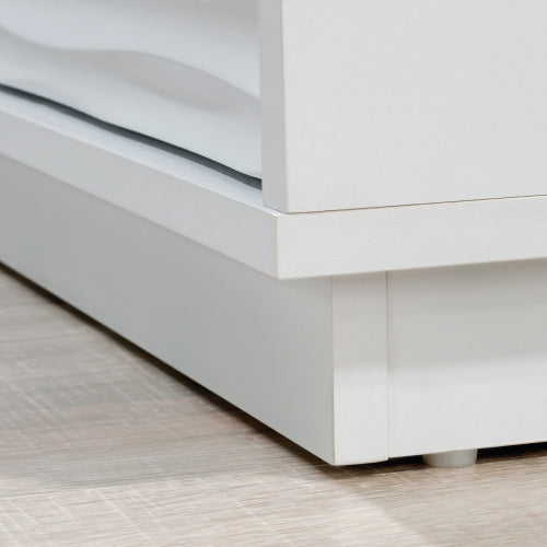 White Coastal Style 2-Shelf Adjustable Bookcase With Lower Drawer