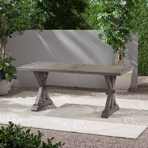 Modern Outdoor Aluminum Dining Table, Dark Gray