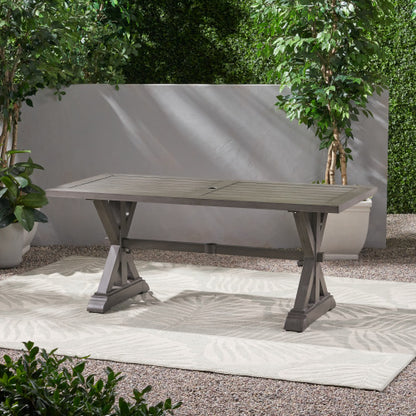 Modern Outdoor Aluminum Dining Table, Dark Gray