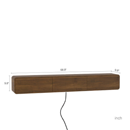 69 Inch Wall Mount Floating LED TV Stand 16 RGB Lights Thickened Board for 55-65 Inch TVs