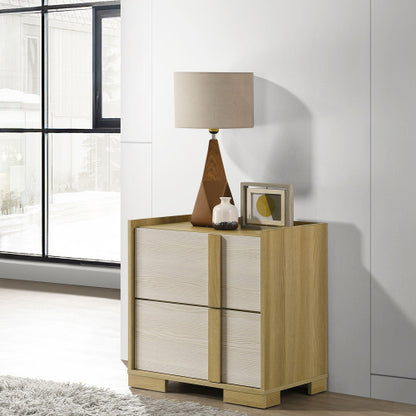 Natural Wood 2-Drawer Nightstand