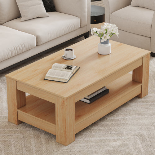 Double-Layer MDF Coffee Table, 250lbs Load Capacity
