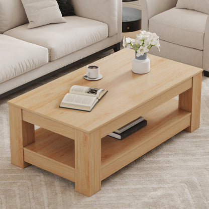 Double-Layer MDF Coffee Table, 250lbs Load Capacity