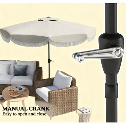Vented Patio Table Umbrella,Outdoor Umbrella,with Crank, 8 Ribs, Push Button Tilt