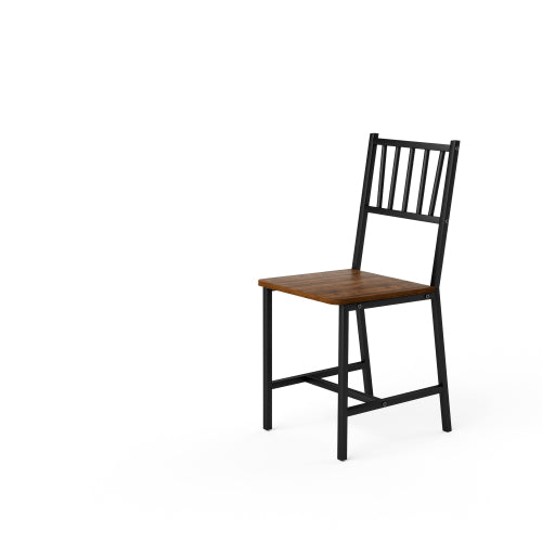 3-Piece Walnut Industrial Dining Set, Table & 2 Chairs