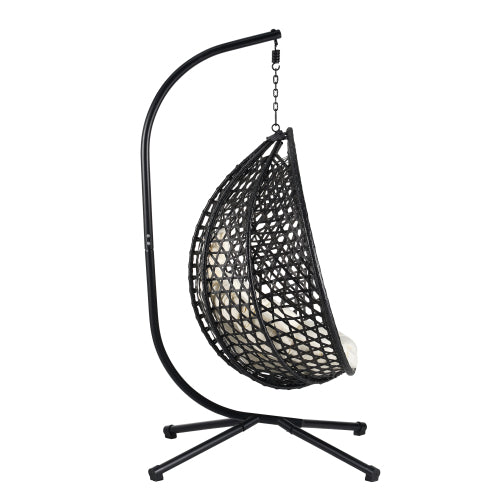 U_STYLE Sturdy Hammock Chair with Stand, Durable Hanging Egg Chair with Rattan Weaving