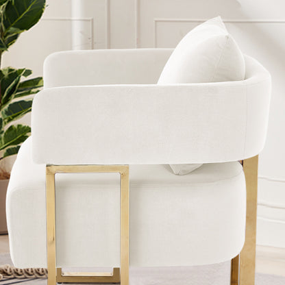 White Velvet Accent Side Chairs 2Pack,Gold Electroplated Metal Legs
