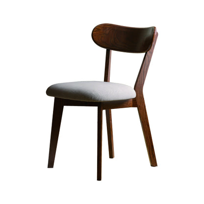 Set of 2 Walnut Tone FAS Grade Oak Upholstered Dining Chairs, Removable Washable Cushion 47.5¡Á55.5¡Á78cm