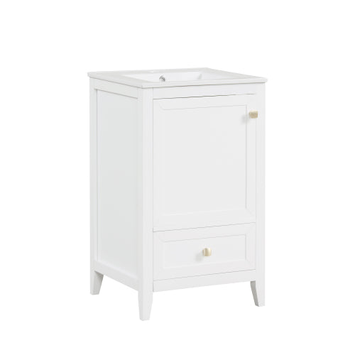20" Bathroom Vanity with Sink, Bathroom Cabinet with Soft Closing Door, Storage Rack and A Drawer, White(Old SKU:N725P185452K)