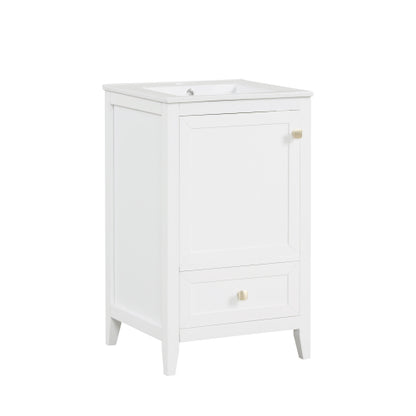 20" Bathroom Vanity with Sink, Bathroom Cabinet with Soft Closing Door, Storage Rack and A Drawer, White(Old SKU:N725P185452K)