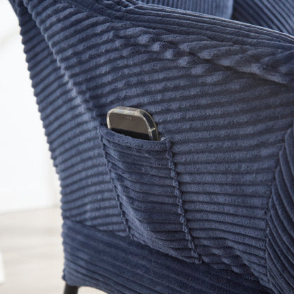 Lazy Chair with Ottoman, Modern Lounge Accent Chair with Armrests and a Side Pocket