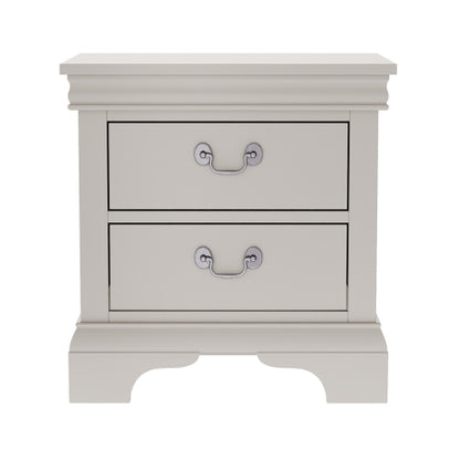 White Classic 2-Drawer Wooden Nightstand