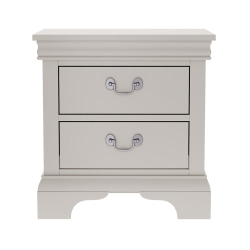 White Classic 2-Drawer Wooden Nightstand