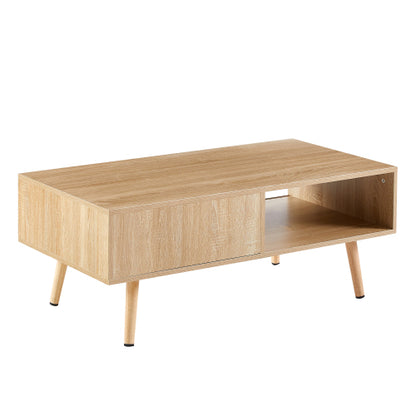 41.34inch  Rattan Rectangular Coffee Table with Sliding Door, Natural