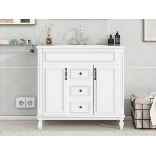 36'' Bathroom Vanity with Top Sink, Modern Bathroom Storage Cabinet with 2 Soft Closing Doors and 2 Drawers, Single Sink Bathroom Vanity