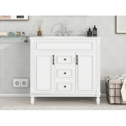 36'' Bathroom Vanity with Top Sink, Modern Bathroom Storage Cabinet with 2 Soft Closing Doors and 2 Drawers, Single Sink Bathroom Vanity