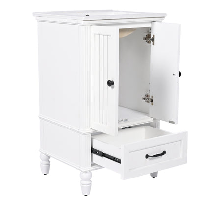 20" Bathroom Vanity with Sink, Bathroom Cabinet with Two Doors, Magnetic Door Stopper and Adiustable Foot Pads, A Drawer, White