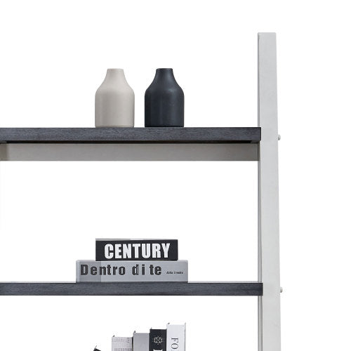5-Tier Rubber Wood Frame Ladder Bookshelf Multi-Layer Home Living Room Kitchen Storage Rack