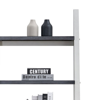 5-Tier Rubber Wood Frame Ladder Bookshelf Multi-Layer Home Living Room Kitchen Storage Rack