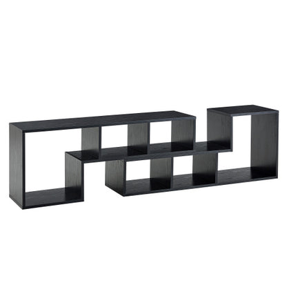 Expandable Modular Black Wood Grain MDF TV Stand Free Combination Open Storage Entertainment Center