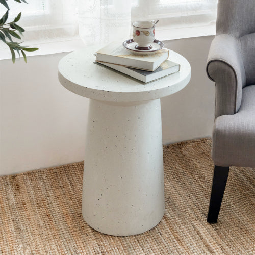 Outdoor 24" H MGO Terrazzo Side Table, White