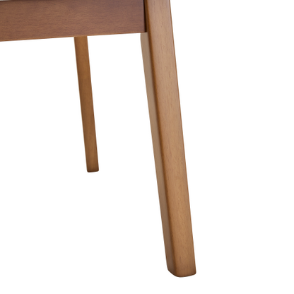Set of 2 Walnut Wood Dining Chairs, White PU Upholstered Hollow Back Kitchen Chairs