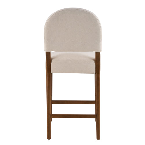 26inch  Seat Height Fabric & Rubberwood Bar Stool, Beige Upholstery with Adjustable Floor Leveler, Spacious Seat for Kitchen Island(Beige,set of 2)