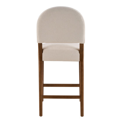 26inch  Seat Height Fabric & Rubberwood Bar Stool, Beige Upholstery with Adjustable Floor Leveler, Spacious Seat for Kitchen Island(Beige,set of 2)
