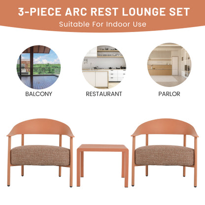 Holiday - Modern 2-Piece Accent Chair Set with Coffee Table – Apricot Brown PP & Steel Frame Sofa Set, Soft Cushioned Seating for Living Room, Lounge, Balcony (2 Chairs + 1 Table)