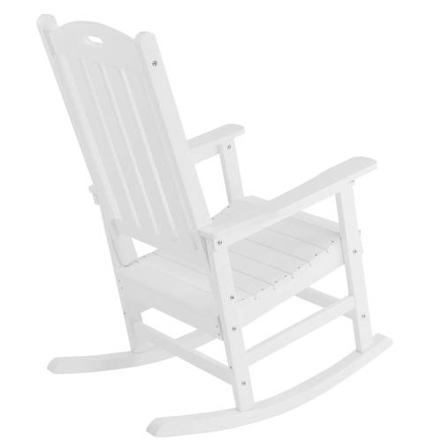Rocking chair white color, suitable for all seasons: Outdoor lounge chair, made of sturdy HIPS material