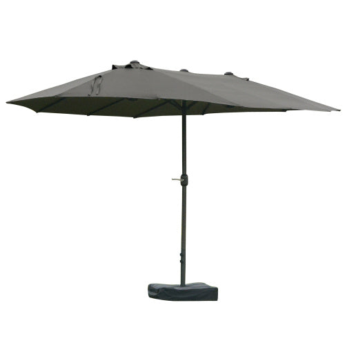 Patio Umbrella 15' Steel Rectangular Outdoor Double Sided Market with base, Sun Protection & Easy Crank for Deck Pool Patio, Dark Gray