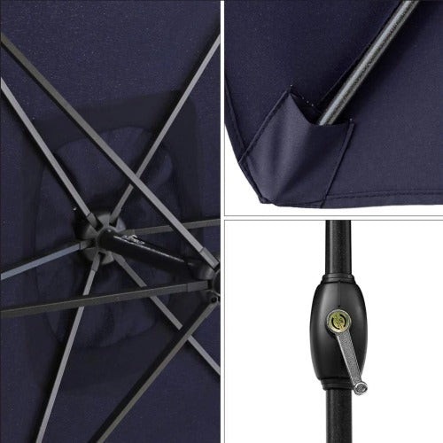 7.5 Feet Navy Blue Market Umbrella with Crank Lift & Tilt. UV-Resistant Canopy for Pool, Backyard & Patio (Without base)