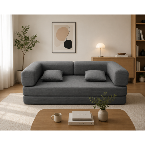 Multifunctional Convertible Corduroy 2-Seat Sofa Bed, Wide-Body Pure Sponge Compression Sofa for Small Space
