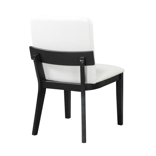 PU Leather Upholstered Rubberwood Dining Chairs, Set of 2, White/Black