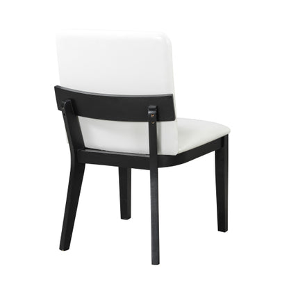 PU Leather Upholstered Rubberwood Dining Chairs, Set of 2, White/Black