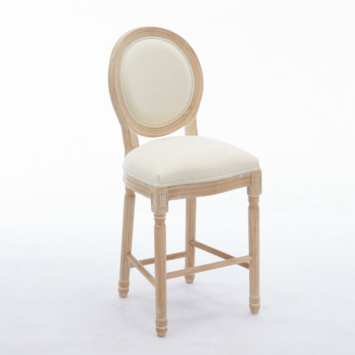 Solid Wood Bar stools Set of 2, Classic French Country Wooden Barstools with Upholstered Seating