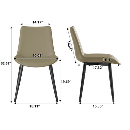 PU Leather Dining Chairs with Adjustable Feet, Set of 2, Camel
