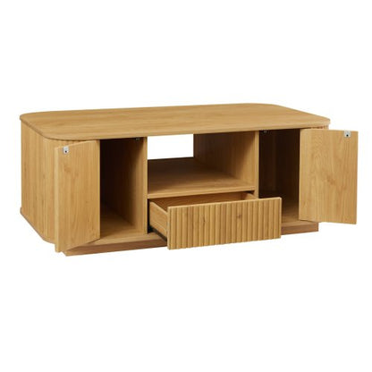 46.5inch  Oval Modern Luxury Coffee Table with Storage, Natural