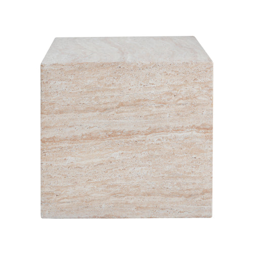 Outdoor/Indoor Square Travertine Lightweight Concrete Side Table