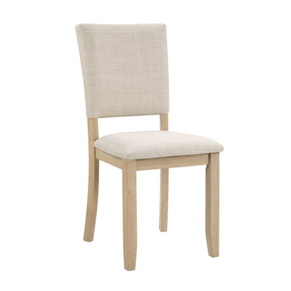Dining Chairs Set of 4, Light Oak & Beige, Padded Seat, Solid Wood Frame