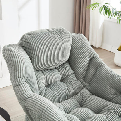 Lazy Chair with Ottoman, Modern Lounge Accent Chair with Armrests and a Side Pocket