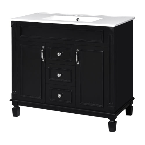 36'' Bathroom Vanity with Top Sink, Modern Bathroom Storage Cabinet with 2 Soft Closing Doors and 2 Drawers, Single Sink Bathroom Vanity